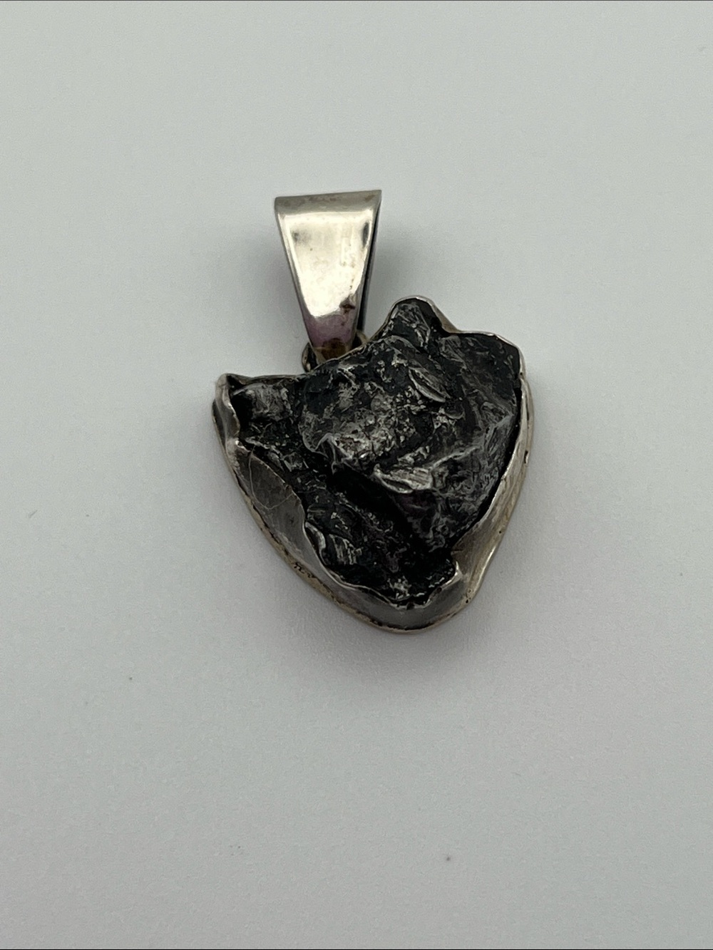 Genuine Raw Iron Meteorite Pendant – 11.4g .925 Sterling Silver Space Jewelry
